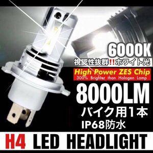 H4 LED ヘッドライト バイク Hi/Lo フォグランプ バルブ ユニット ポン付け カプラーオン 車検対応 8000LM 6000K 防水 12v 24v 爆光 汎用