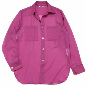 AURALEE WOOL RECYCLE POLYESTER SHEER CLOTH SHIRT シアーシャツ 定価35,200円 size1 PURPLE A21SS01RM オーラリーの画像1