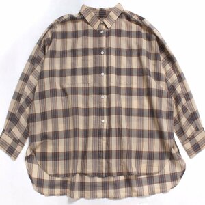 SHIPSsia- check do Le Mans big shirt regular price 14,960 jpy free size beige 311-14-0686 Ships long sleeve shirt oversize 