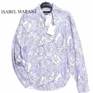 【タグ付き・新品・定価72,600円】ISABEL MARANT BEDRISSA TOP 36 ライトブルー イザベルマラン フライフロント 比翼シャツ ブラウス