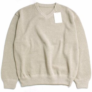 23AW【タグ付・新品・定価19,800円】crepuscule Moss Stitch V/N 鹿の子Vネックプルオーバー size1 BEIGE 2303-001 クレプスキュール