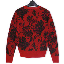 【タグ付き・新品・定価72,600円】DRIES VAN NOTEN JELINA 9715 W.K.SWEATER XS レッド ドリスヴァンノッテン 花柄Vネックラメニット_画像2