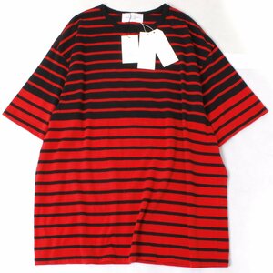 【タグ付き・新品・定価19,800円】UNUSED S/S PANEL BORDER TEE size3 RED US2106 アンユーズド 半袖Tシャツ