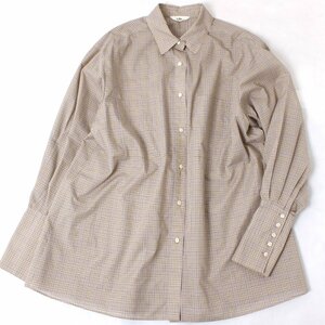 Uhr Sheer Shirt シアーチェックシャツ 定価30,800円 フリーサイズ BEIGE 21AWUhr-SH210 ウーア