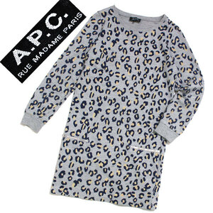 *A.P.C. Leopard pattern sweat tunic One-piece sizeXS gray A.P.C. pull over 