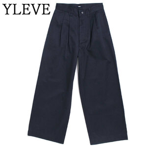 YLEVE FINX COTTON CHINO WIDE TR 定価35,200円 ネイビー 168-9240506 イレーヴ フィンクスコットンチノワイドトラウザー ワイドパンツ