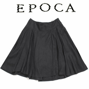 EPOCA リネンサイドスリットミディ丈フレアスカート size40 ブラック エポカ