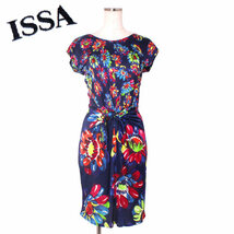 ISSA Floral-print jersey dress size UK6 US2 ネイビー イッサ ロンドン フラワープリントレーヨンワンピース イッサロンドン_画像1
