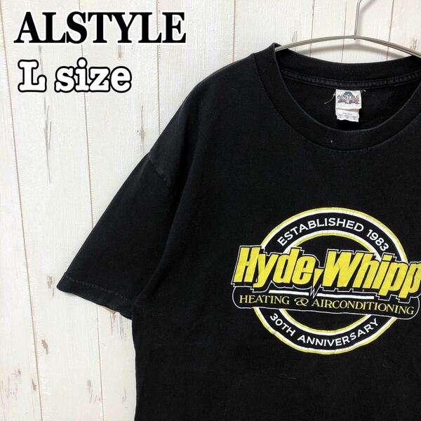 ALSTYLE アルスタイル Tシャツ 半袖 メキシコ製 コットン 黒 ブラック クルーネック プリント メンズ ビッグシルエット 輸入 古着 海外古着