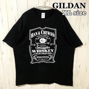 GILDAN ギルダン ブラック Tシャツ 半袖 黒 ビッグプリンオーバーサイズ 大きいサイズ 輸入古着 USED XLサイズ