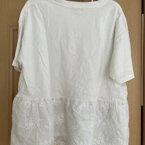 シーズンリーズン 裾がレースでカワイイTシャツ ホワイト LLサイズ これからの季節に最適 USED 格安の画像2