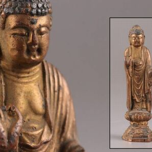 仏教美術 古銅造 阿弥陀如来 仏像 豆仏 時代物 極上品 初だし品 C5966の画像1