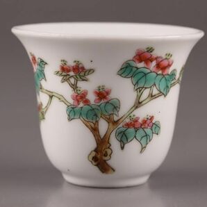 中国古玩 唐物 煎茶道具 乾隆年製 款 紛彩 煎茶碗 四客 時代物 極上品 初だし品 C5954の画像3
