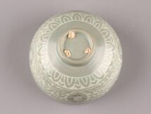 古美術 朝鮮古陶磁器 高麗青磁 白黒象嵌 茶碗 時代物 極上品 初だし品 C6004_画像10