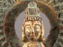 中国古玩 唐物 仏教美術 古銅造 鍍金 仏像 時代物 極上品 初だし品 C5981_画像7