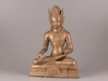 中国古玩 唐物 仏教美術 古銅造 仏像 チベット仏 時代物 極上品 初だし品 C6173_画像2