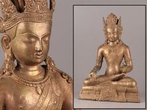 中国古玩 唐物 仏教美術 古銅造 仏像 チベット仏 時代物 極上品 初だし品 C6173_画像1