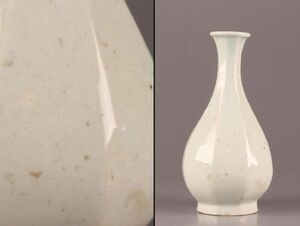 古美術 朝鮮古陶磁器 李朝 白磁 面取 花瓶 時代物 極上品 初だし品 C6234