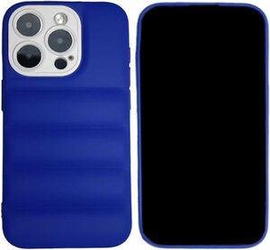 iPhone 15 Pro max ダウンジャケット風 アイフォン アイホン 15 プロマックス ぷにぷに感触 ソフト TPU ケース カバー ブルー 青色