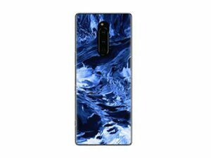 Xperia 1 SO-03L SOV40 802SO エクスペリア 1 背面 TPU ソフトタイプ 絵柄ペイント ケース カバー ブルーストーム 青嵐