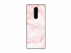 Xperia 1 SO-03L SOV40 802SO エクスペリア 1 背面 TPU ソフトタイプ 大理石模様 絵柄ペイント ケース カバー マーブルピンク