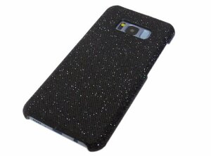 Galaxy S8+ SC-03J SCV35 ギャラクシー S8+ プラス docomo ドコモ AU ジャケット キラキラ ラメ入り PC ハード ケース カバー ブラック