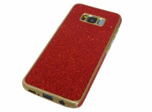 Galaxy S8+ SC-03J SCV35 ギャラクシー S8+ プラス ジャケット キラキラ ラメ入り 光沢 ＴＰＵ ソフトタイプ ケース カバー レッド