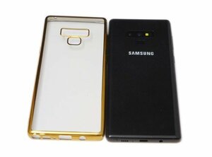 送料無料 Galaxy Note9 SC-01L SCV40 ギャラクシー docomo AU ジャケット クリアタイプ 光沢 ＴＰＵ ソフトタイプ ケース カバー ゴールド