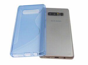 送料無料 Galaxy Note8 SC-01K ジャケット 背面 TPU ソフトタイプ S型模様 ギャラクシー ノート8 ケース カバー クリアブルー