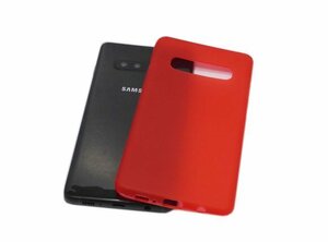 送料無料 Galaxy S10+ Plus SC-04L SC-05L SCV42 背面 TPU ソフト 無地 マットタイプ ギャラクシー S10 プラス ケース カバー クリアレッド