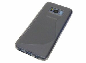 Galaxy S8+ SC-03J SCV35 ギャラクシー S8+ プラス ジャケット S模様 S型 光沢 ＴＰＵ ソフトタイプ ケース カバー クリアブラック
