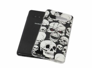 送料無料 Galaxy S10+ Plus SC-04L SC-05L SCV42 ジャケット 背面 TPU ソフト 絵画ペイント ギャラクシー S10 プラス ケース カバー ドクロ