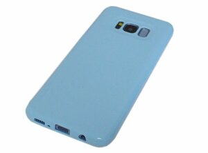 Galaxy S8+ SC-03J SCV35 ギャラクシー S8+ プラス docomo ドコモ AU ジャケット 無地 光沢 ＴＰＵ ソフトケース カバー スカイブルー