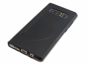 送料無料 Galaxy Note8 SC-01K ジャケット 背面 TPU ソフトタイプ S型模様 ギャラクシー ノート8 ケース カバー ブラック