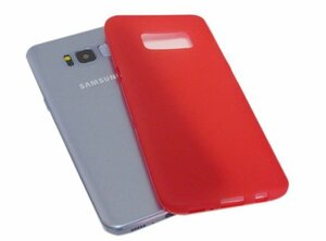 Galaxy S8+ SC-03J SCV35 ギャラクシー S8+ プラス docomo AU 無地 非光沢 マット ＴＰＵ ソフトタイプ ケース カバー クリアレッド