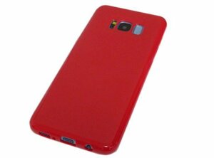 送料無料 Galaxy S8 SC-02J SCV36 ギャラクシー docomo ドコモ AU ジャケット 無地 光沢 ＴＰＵ ソフトタイプ ケース カバー レッド