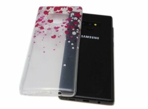 送料無料 Galaxy Note9 SC-01L SCV40 ギャラクシー docomo AU ジャケット 絵柄ペイント 光沢 ＴＰＵ ソフトタイプ ケース カバー ハート柄