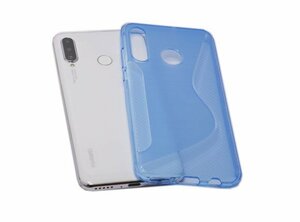 HUAWEI P30 lite Premium/P30 lite HWV33/HWU36 ファーウェイ P30 ライトプレミアム TPU ソフトタイプ S型模様 ケース カバー クリアブルー