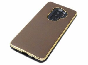 Galaxy S9+ SC-03K SCV39 ギャラクシー S9+ プラス docomo AU ジャケット 無地 フェイクレザー 合成皮革 ケース カバー ダークブラウン