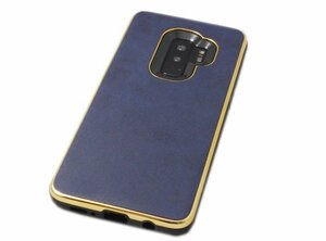 Galaxy S9+ SC-03K SCV39 ギャラクシー S9+ プラス docomo ドコモ AU ジャケット 無地 フェイクレザー 合成皮革 ケース カバー ネイビー