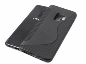 送料無料 Galaxy S9 SC-02K SCV38 ギャラクシー docomo ドコモ AU ジャケット S模様 S型 光沢 ＴＰＵ ソフトタイプ ケース カバー ブラック