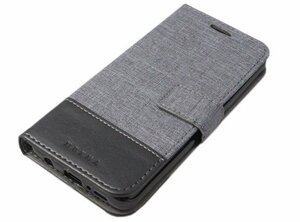 Galaxy S9 SC-02K SCV38 ギャラクシー docomo AU 手帳型 縫い合わせ キャンバス 帆布 合皮 スタンド カード入れ ケース カバー ブラック