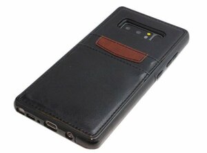 送料無料 Galaxy Note8 SC-01K SCV37 ギャラクシー docomo ドコモ AU ジャケット 無地 フェイクレザー 合成皮革 ケース カバー ブラック