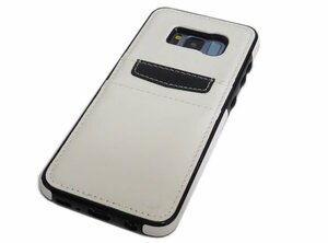 送料無料 Galaxy S8 SC-02J SCV36 ギャラクシー docomo ドコモ AU ジャケット 無地 フェイクレザー 合成皮革 ケース カバー ホワイト