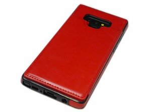 送料無料 Galaxy Note9 SC-01L SCV40 ギャラクシー docomo AU 簡易スタンド フェイクレザー 合成皮革 カード入れ ケース カバー レッド