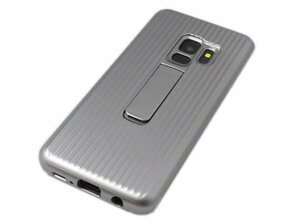 送料無料 Galaxy S9 SC-02K SCV38 ギャラクシー SAMSUNG サムスン docomo AU PC ハードタイプ スタンド ケース カバー シルバー