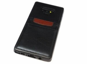 送料無料 Galaxy Note9 SC-01L SCV40 ギャラクシー docomo AU 無地 フェイクレザー 合成皮革 カード入れ ケース カバー ブラック