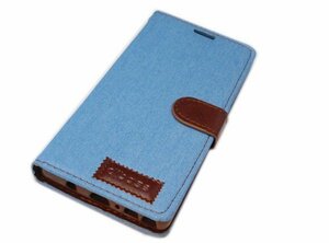 Galaxy Note9 SC-01L SCV40 ギャラクシー 手帳型 合皮革 デニム ジーンズ ジーパン スタンド カード入れ ケース カバー ライトブルー