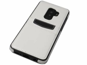 Galaxy S9+ SC-03K SCV39 ギャラクシー S9+ プラス docomo ドコモ AU ジャケット 無地 フェイクレザー 合成皮革 ケース カバー ホワイト