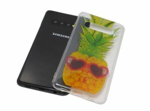 送料無料 Galaxy S10 SC-03L SCV41 SM-G973C(楽天モバイル版)背面 TPU ソフト 絵画ペイント ギャラクシー S10 ケース カバー パイナップル